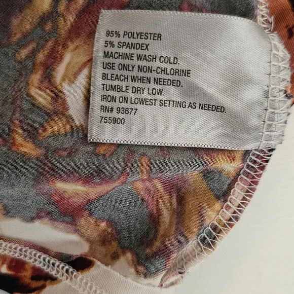 Worthington Ruched Floral Stretch 3/4 sleeve top w/ Cowl Neckline Blouse - Picture 5 of 5